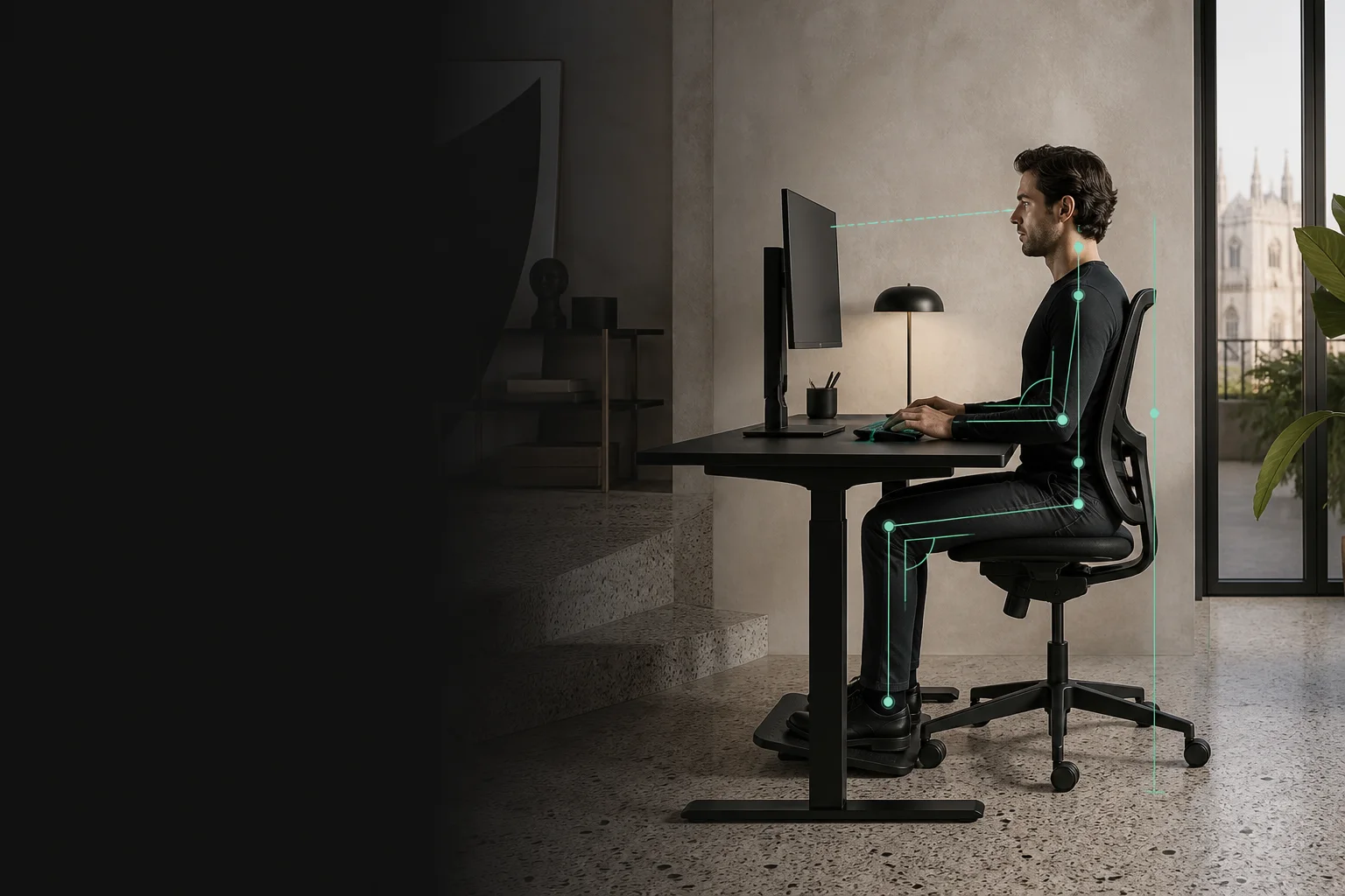 Ergonomic posture analysis in a compact Italian home office